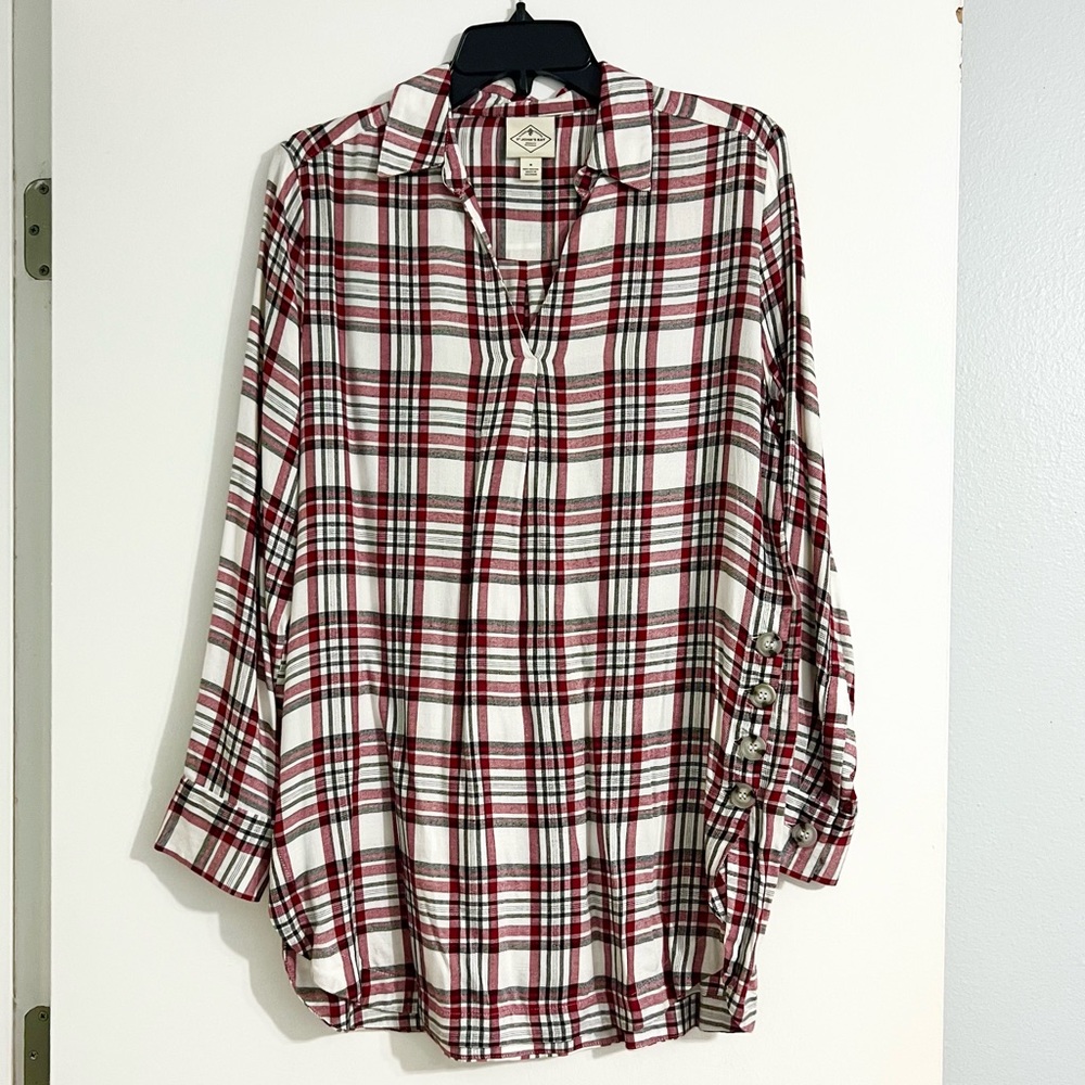 Plaid long flannel shirt